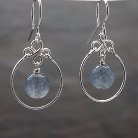 Encircled Cloudy Agate Earring