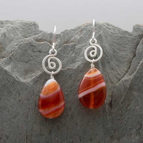 Pacha Banded Carnelian Agate Drop Earring