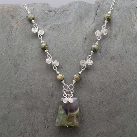 Sisa Rainforest Rhyolite Trapezoid Necklace