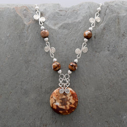 Sisai Coffee Fire Agate Necklace
