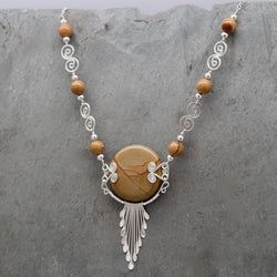 Feathered Picture Jasper Round Necklace