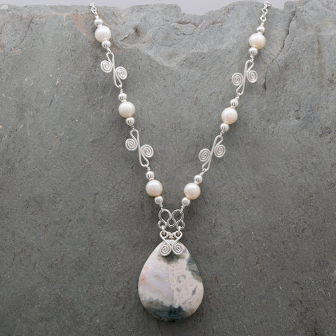 Sisa Ocean Jasper and Freshwater Pearl Necklace